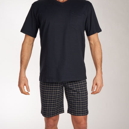 Schiesser pyjama korte broek ebony blue heren 159636-800 Schiesser pyjama pantalon court ebony blue hommes
