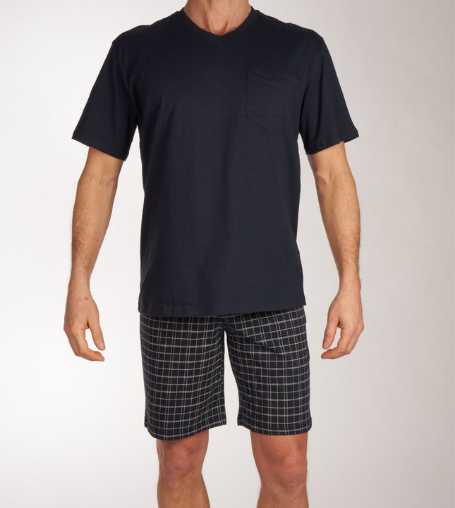 Schiesser pyjama korte broek ebony blue heren 159636-800 Schiesser pyjama pantalon court ebony blue hommes
