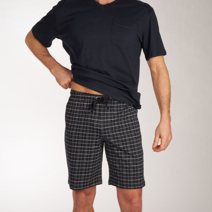 Schiesser pyjama korte broek ebony blue heren 159636-800 Schiesser pyjama pantalon court ebony blue hommes
