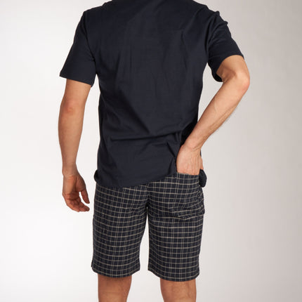 Schiesser pyjama korte broek ebony blue heren 159636-800 Schiesser pyjama pantalon court ebony blue hommes
