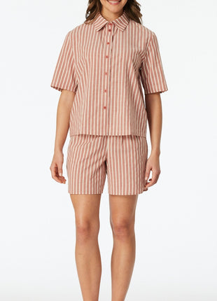 Schiesser pyjama korte broek selected premium terracotta dames 183601-532 Schiesser pyjama pantalon court selected premium terracotta femmes