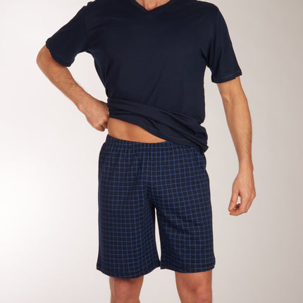 Schiesser pyjama korte broek uncover midnight blue heren 177164-804 Schiesser pyjama pantalon court uncover midnight blue hommes
