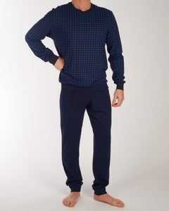 Schiesser pyjama lange broek uncover midnight blue heren 177162-804 Schiesser pyjama pantalon long uncover midnight blue hommes
