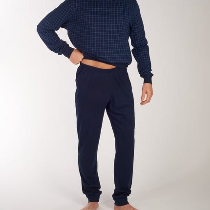 Schiesser pyjama lange broek uncover midnight blue heren 177162-804 Schiesser pyjama pantalon long uncover midnight blue hommes
