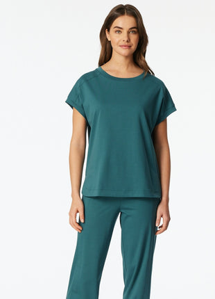 Schiesser pyjamashirt mix + relax green dames 182588-700 Schiesser haut de pyjama mix + relax green femmes