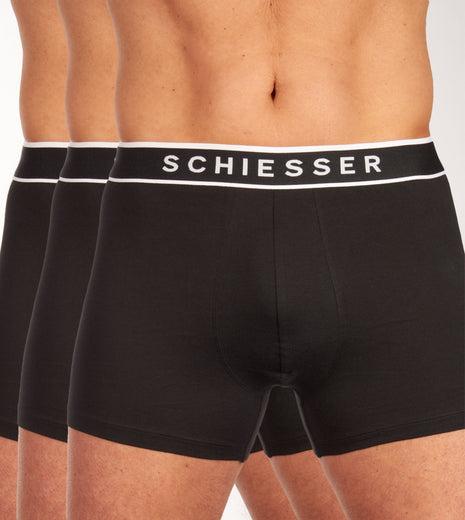 Schiesser short 3 pack 95/5 organic cotton boxer briefs black heren 173983-000 Schiesser boxer lot de 3 95/5 organic cotton boxer briefs black hommes
