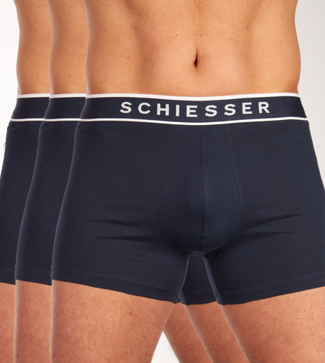 Schiesser short 3 pack 95/5 organic cotton boxer briefs dark blue heren 173983-803 Schiesser boxer lot de 3 95/5 organic cotton boxer briefs dark blue hommes
