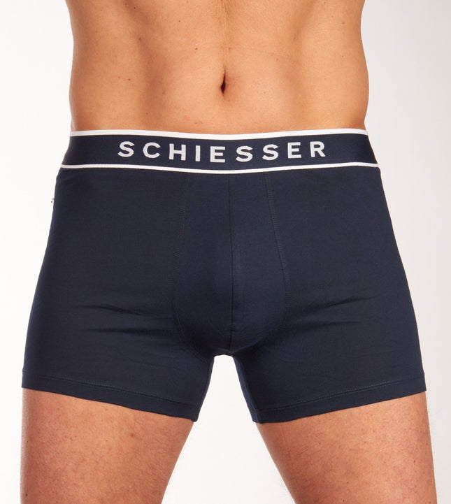 Schiesser short 3 pack 95/5 organic cotton boxer briefs dark blue heren 173983-803 Schiesser boxer lot de 3 95/5 organic cotton boxer briefs dark blue hommes
