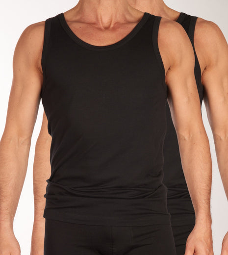 Schiesser singlet 2 pack 95/5 organic cotton undershirts black heren 176038-000 Schiesser débardeur lot de 2 95/5 organic cotton undershirts black hommes
