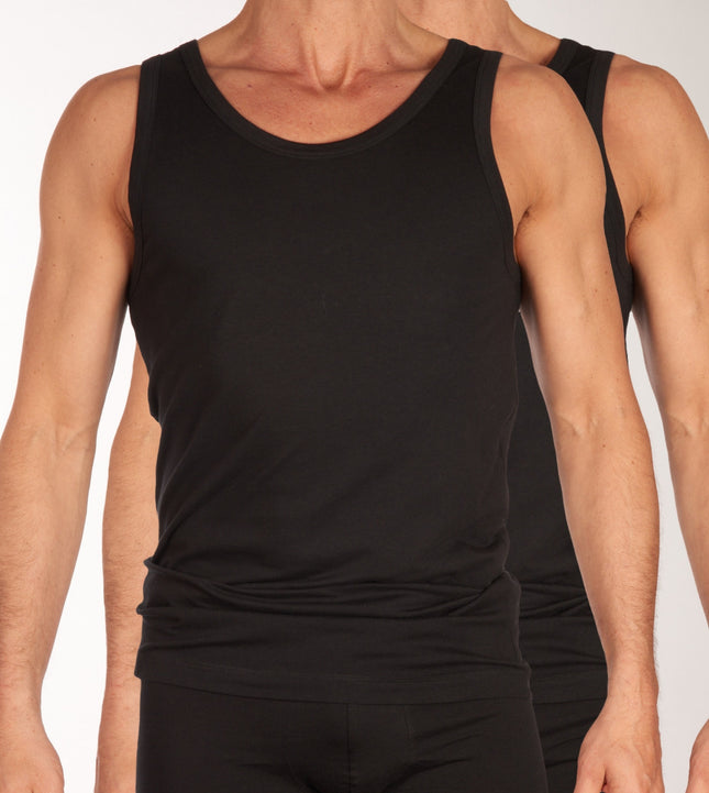 Schiesser singlet 2 pack 95/5 organic cotton undershirts black heren 176038-000 Schiesser débardeur lot de 2 95/5 organic cotton undershirts black hommes
