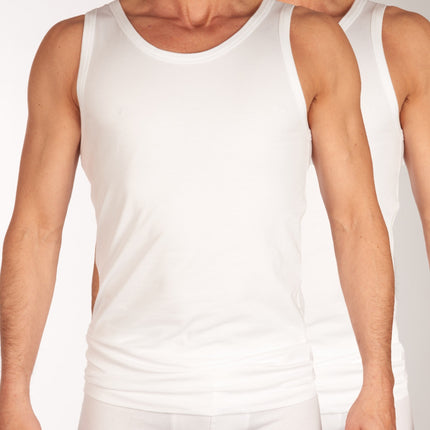 Schiesser singlet 2 pack 95/5 organic cotton undershirts white heren 176038-100 Schiesser débardeur lot de 2 95/5 organic cotton undershirts white hommes
