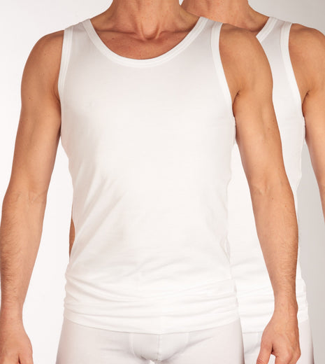 Schiesser singlet 2 pack 95/5 organic cotton undershirts white heren 176038-100 Schiesser débardeur lot de 2 95/5 organic cotton undershirts white hommes
