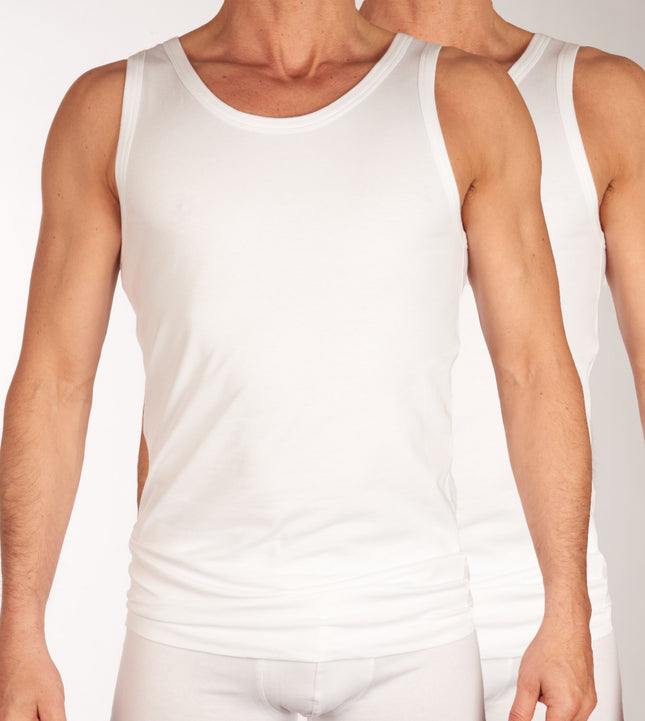 Schiesser singlet 2 pack 95/5 organic cotton undershirts white heren 176038-100 Schiesser débardeur lot de 2 95/5 organic cotton undershirts white hommes
