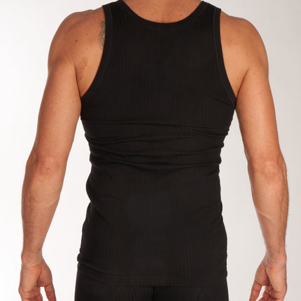 Schiesser singlet 2 pack authentic 4-1 rib undershirts black heren 103401-000 Schiesser débardeur lot de 2 authentic 4-1 rib undershirts black hommes
