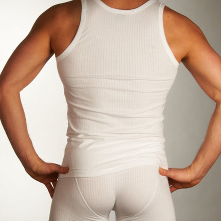 Schiesser singlet 2 pack authentic 4-1 rib undershirts white heren 103401-100 Schiesser débardeur lot de 2 authentic 4-1 rib undershirts white hommes
