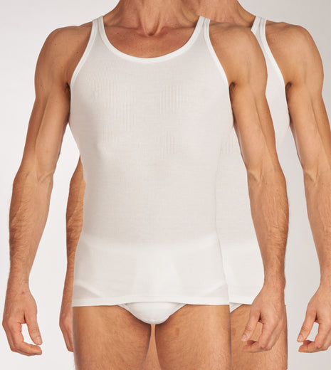 Schiesser singlet 2 pack original classics 2-2 rib undershirts white heren 005051-100 Schiesser débardeur lot de 2 original classics 2-2 rib undershirts white hommes
