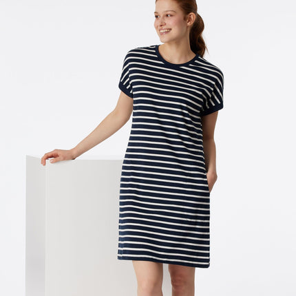 Schiesser slaapkleedje casual essentials midnight blue dames 181251-804 Schiesser robe de nuit casual essentials midnight blue femmes
