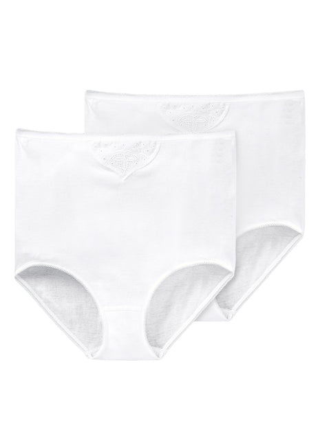 Schiesser slip 2 pack cotton essentials maxi pants with embroidery white dames 145241-100 Schiesser slip lot de 2 cotton essentials maxi pants with embroidery white femmes