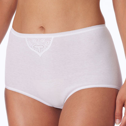 Schiesser slip 2 pack cotton essentials maxi pants with embroidery white dames 145241-100 Schiesser slip lot de 2 cotton essentials maxi pants with embroidery white femmes