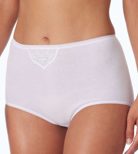 Schiesser slip 2 pack cotton essentials maxi pants with embroidery white dames 145241-100 Schiesser slip lot de 2 cotton essentials maxi pants with embroidery white femmes