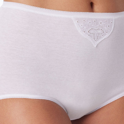 Schiesser slip 2 pack cotton essentials maxi pants with embroidery white dames 145241-100 Schiesser slip lot de 2 cotton essentials maxi pants with embroidery white femmes