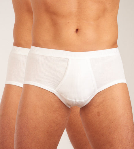Schiesser slip 2 pack original classics 2-2 rib sports briefs white heren 005052-100 Schiesser slip lot de 2 original classics 2-2 rib sports briefs white hommes
