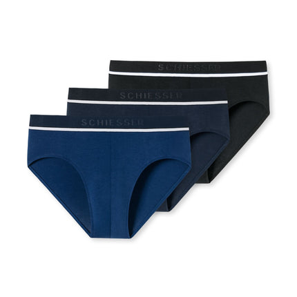 Schiesser slip 3 pack 95/5 organic cotton rio briefs blue / dark blue / black heren 179571-908 Schiesser slip lot de 3 95/5 organic cotton rio briefs blue / dark blue / black hommes