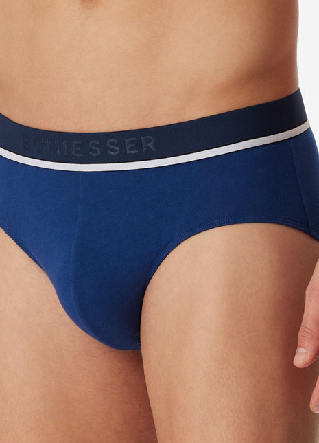 Schiesser slip 3 pack 95/5 organic cotton rio briefs blue / dark blue / black heren 179571-908 Schiesser slip lot de 3 95/5 organic cotton rio briefs blue / dark blue / black hommes