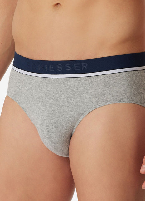 Schiesser slip 3 pack 95/5 organic cotton rio briefs grey / blue / black heren 179571-910 Schiesser slip lot de 3 95/5 organic cotton rio briefs grey / blue / black hommes