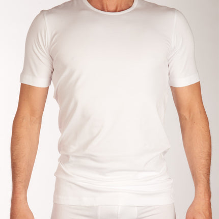 Schiesser t-shirt ronde hals 2 pack 95/5 organic cotton shirts white heren 174997-100 Schiesser t-shirt col rond lot de 2 95/5 organic cotton shirts white hommes
