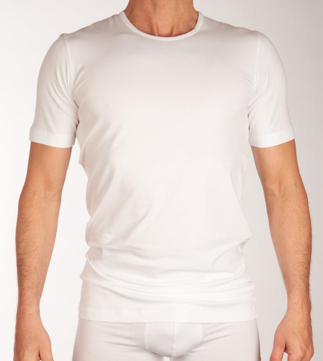 Schiesser t-shirt ronde hals 2 pack 95/5 organic cotton shirts white heren 174997-100 Schiesser t-shirt col rond lot de 2 95/5 organic cotton shirts white hommes
