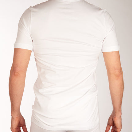 Schiesser t-shirt ronde hals 2 pack 95/5 organic cotton shirts white heren 174997-100 Schiesser t-shirt col rond lot de 2 95/5 organic cotton shirts white hommes
