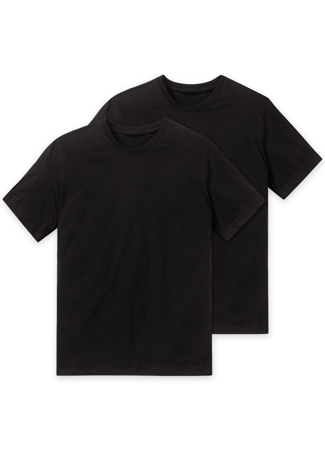 Schiesser t-shirt ronde hals 2 pack essentials american shirts black heren 008150-000 Schiesser t-shirt col rond lot de 2 essentials american shirts black hommes