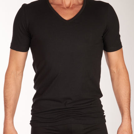 Schiesser t-shirt v-hals 2 pack 95/5 organic cotton shirts black heren 173982-000 Schiesser t-shirt col v lot de 2 95/5 organic cotton shirts black hommes
