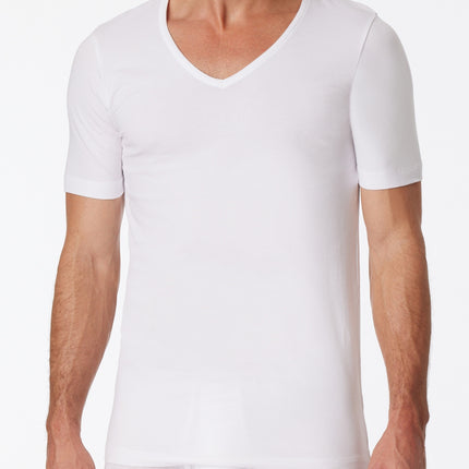 Schiesser t-shirt v-hals 2 pack 95/5 organic cotton shirts white heren 173982-100 Schiesser t-shirt col v lot de 2 95/5 organic cotton shirts white hommes
