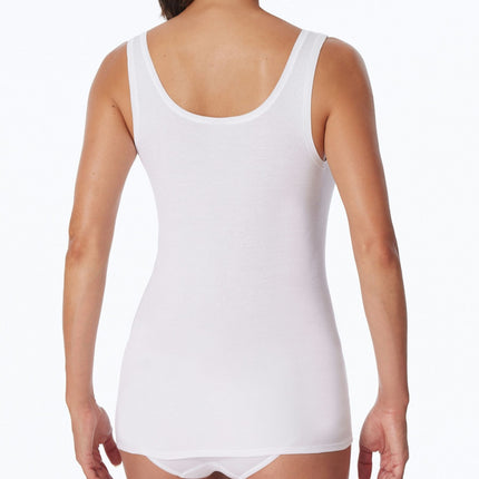 Schiesser topje 2 pack cotton essentials tank tops with embroidery white dames 144359-100 Schiesser caracos lot de 2 cotton essentials tank tops with embroidery white femmes