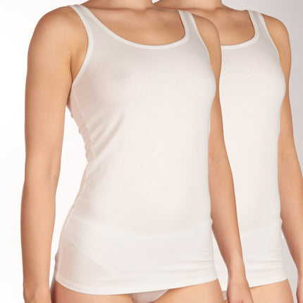 Schiesser topje 2 pack uncover tank tops white dames 173955-100 Schiesser caracos lot de 2 uncover tank tops white femmes
