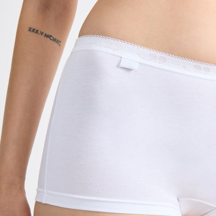 Sloggi short basic+ cotton white dames 10189218-0003 Sloggi shorty basic+ cotton white femmes