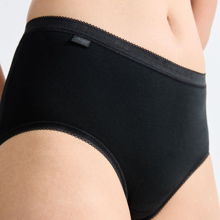 Sloggi slip basic+ midi cotton black dames 10005038-0004 Sloggi slip basic+ midi cotton black femmes