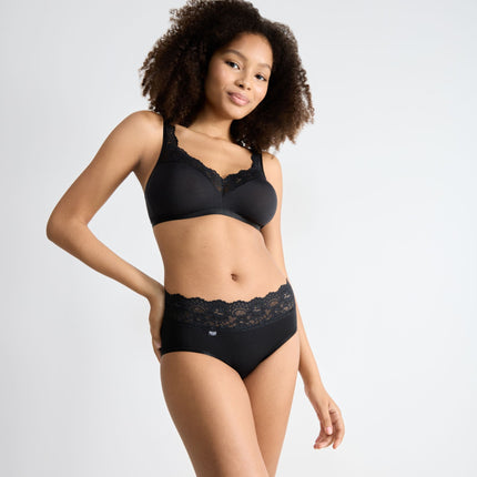 Sloggi slip romance midi black dames 10031896-0004 Sloggi slip romance midi black femmes