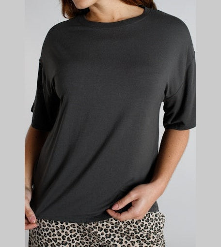 Tom Tailor pyjamashirt round neck solid grey dames