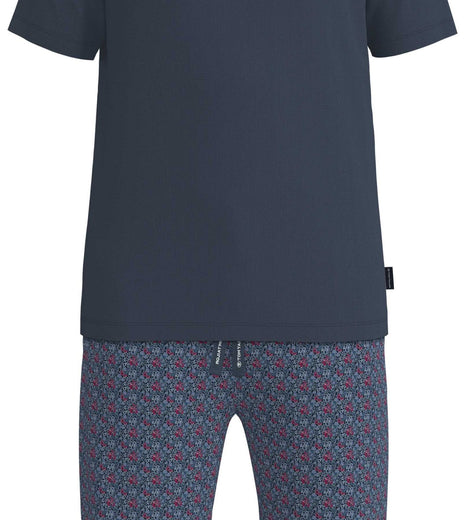 Tom Tailor pyjama korte broek ayr flower blue heren 71497-4009-625 Tom Tailor pyjama pantalon court ayr flower blue hommes