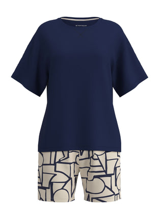 Tom Tailor pyjama korte broek stirling blue dames 60424-6085-635 Tom Tailor pyjama pantalon court stirling blue femmes