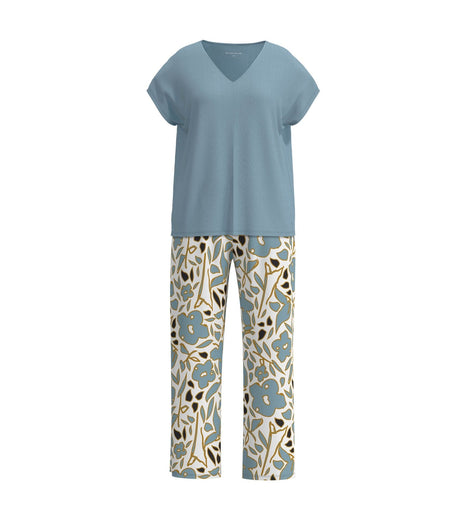 Tom Tailor pyjama lange broek aberdeen blue dames 60403-6085-625 Tom Tailor pyjama pantalon long aberdeen blue femmes