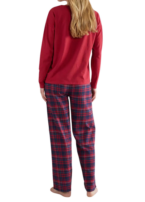 Tom Tailor pyjama lange broek checked dark red dames 60283-6549-434 Tom Tailor pyjama pantalon long checked dark red femmes