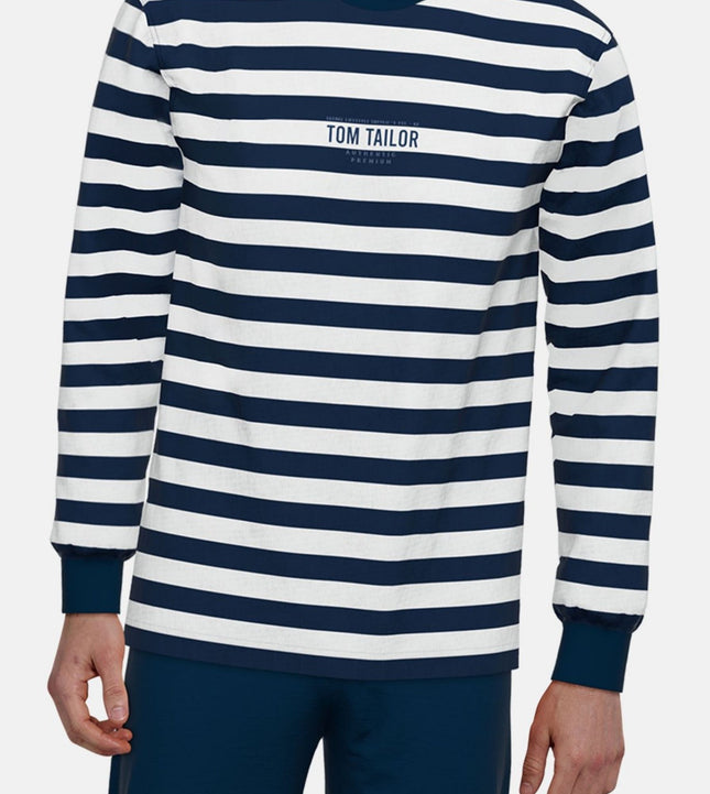 Tom Tailor pyjama lange broek milos blue striped heren 71457-4009-652 Tom Tailor pyjama pantalon long milos blue striped hommes