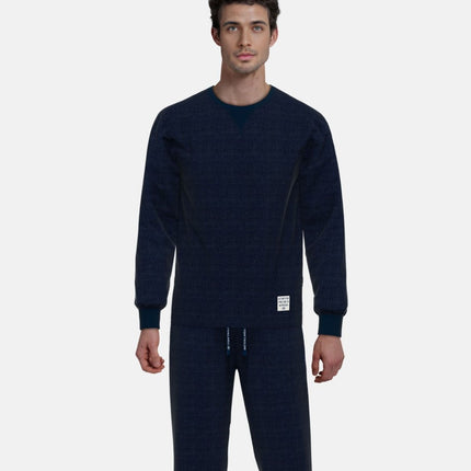 Tom Tailor pyjama lange broek rhodos dark blue heren 71469-3028-630 Tom Tailor pyjama pantalon long rhodos dark blue hommes