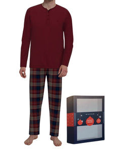 Tom Tailor pyjama lange broek rhodos red heren 71476-6542-424 Tom Tailor pyjama pantalon long rhodos red hommes