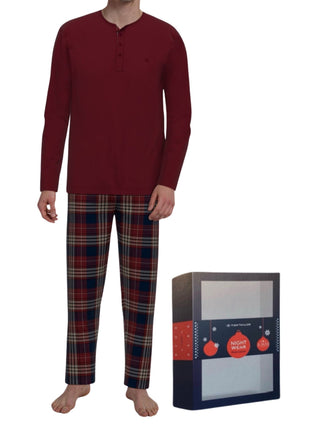 Tom Tailor pyjama lange broek rhodos red heren 71476-6542-424 Tom Tailor pyjama pantalon long rhodos red hommes