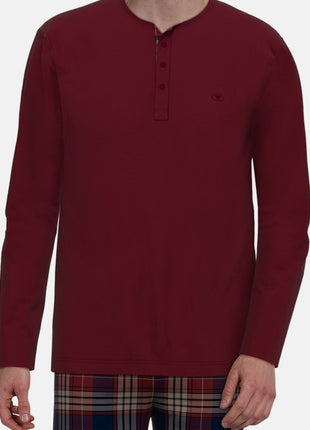 Tom Tailor pyjama lange broek rhodos red heren 71476-6542-424 Tom Tailor pyjama pantalon long rhodos red hommes
